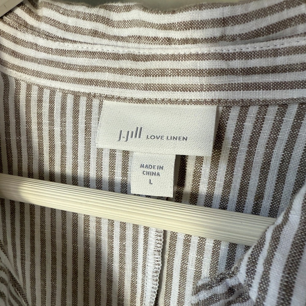 J.Jill Love Linen Stripe Women's Striped Button front Maxi Dress Size L - Picture 3 of 6